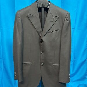 8943 Versace Navy Brown Blazer Wool Cotton Elastane Made in Italy Large? 48R